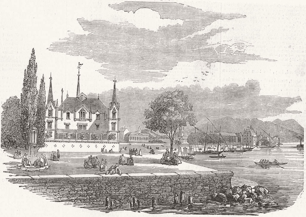 SWITZERLAND. Vevey & Lake Geneva 1852 old antique vintage print picture